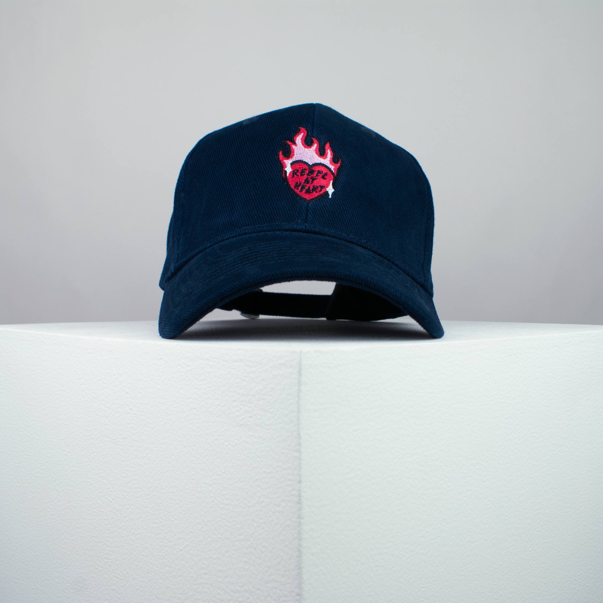 Rebel at heart embroidered baseball cap navy / girl power / feminist / feminism / gift for her / embroidery / patch / hat / dad hat / cap / iron on patch / embroidered patch / badge / applique / embroidered / punk patches / trucker hat / snapback / caps / dad hats / baseball hat / mens hat / womens hat / embroidered hat / dad cap / embroidered cap