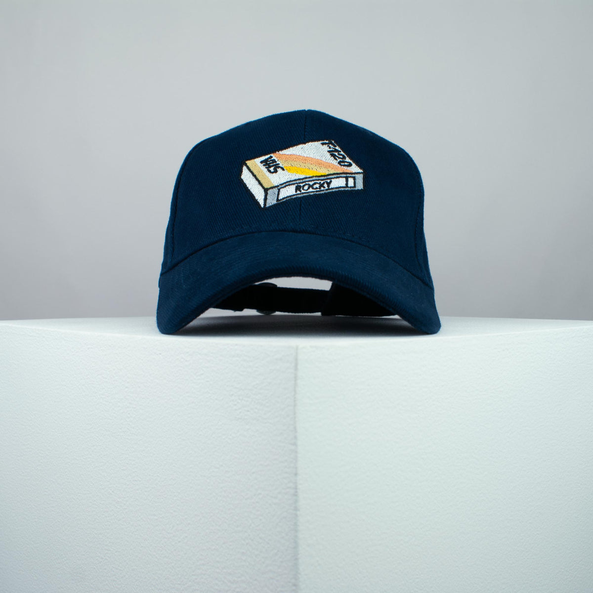 Rocky movie embroidered baseball cap navy / retro VHS / 80s / boxing / vintage / rocky balboa / embroidery / patch / dad / hat / cap / clothing // Hatty Hats / iron on patch / dad hat embroidered patch / badge / applique / embroidered / punk patches / trucker hat / snapback / caps / dad hats / baseball hat / mens hat / womens hat / embroidered hat / dad cap / embroidered cap