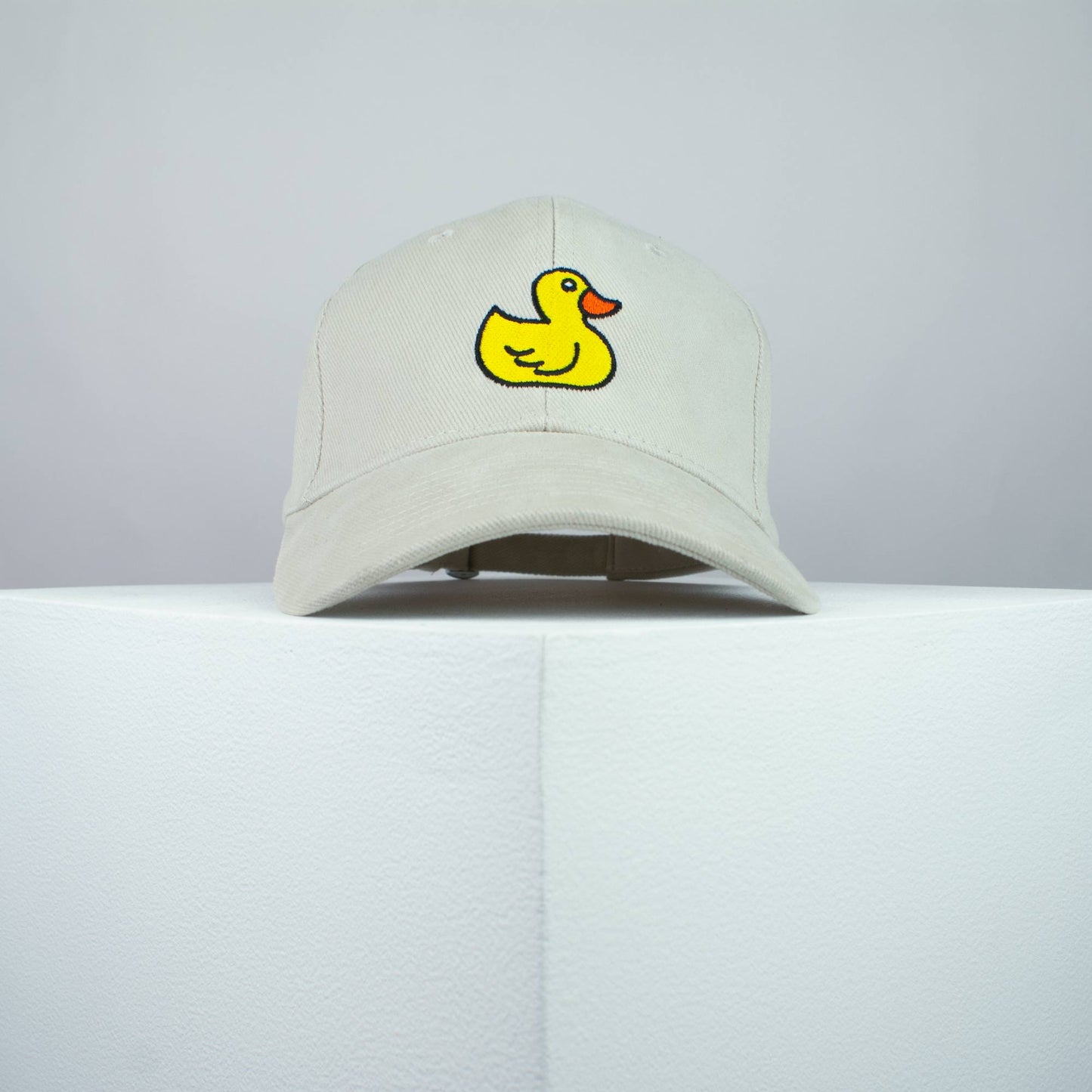 Rubber duck embroidered baseball cap beige / animal / patches / duck / embroidery / patch / hat / dad hat / cap / iron on patch / embroidered patch / badge / applique / embroidered / punk patches / trucker hat / snapback / caps / dad hats / baseball hat / mens hat / womens hat / embroidered hat / dad cap / embroidered cap / website