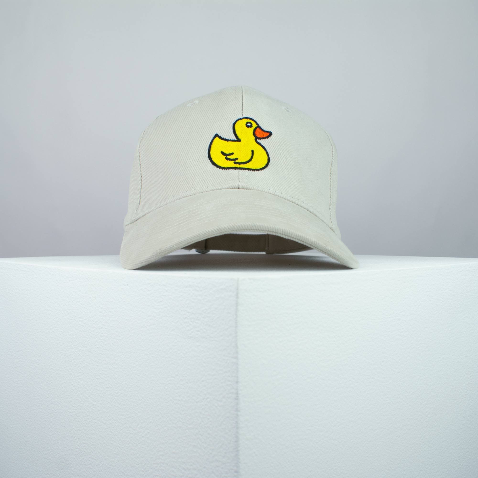 Rubber duck embroidered baseball cap beige / animal / patches / duck / embroidery / patch / hat / dad hat / cap / iron on patch / embroidered patch / badge / applique / embroidered / punk patches / trucker hat / snapback / caps / dad hats / baseball hat / mens hat / womens hat / embroidered hat / dad cap / embroidered cap / website
