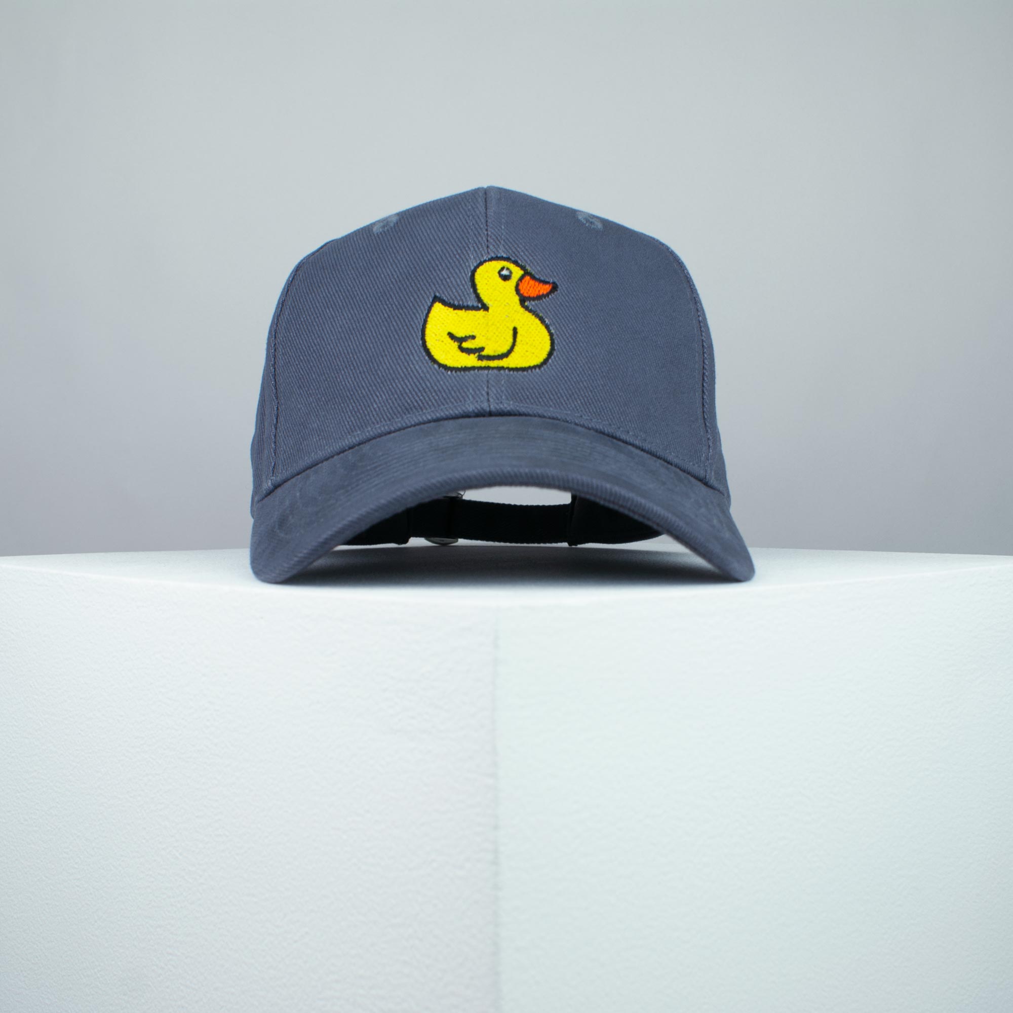 Rubber duck embroidered baseball cap grey / animal / patches / duck / embroidery / patch / hat / dad hat / cap / iron on patch / embroidered patch / badge / applique / embroidered / punk patches / trucker hat / snapback / caps / dad hats / baseball hat / mens hat / womens hat / embroidered hat / dad cap / embroidered cap / website