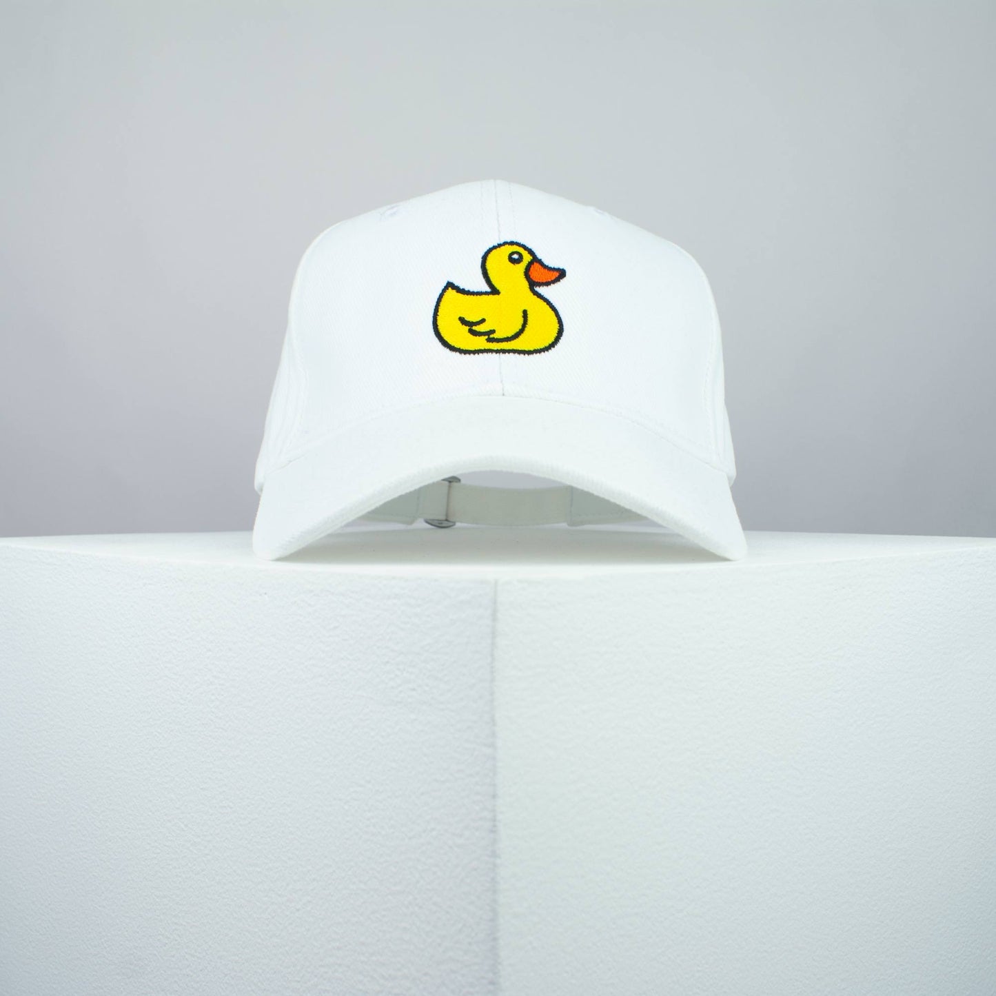 Rubber duck embroidered baseball cap white / animal / patches / duck / embroidery / patch / hat / dad hat / cap / iron on patch / embroidered patch / badge / applique / embroidered / punk patches / trucker hat / snapback / caps / dad hats / baseball hat / mens hat / womens hat / embroidered hat / dad cap / embroidered cap / website
