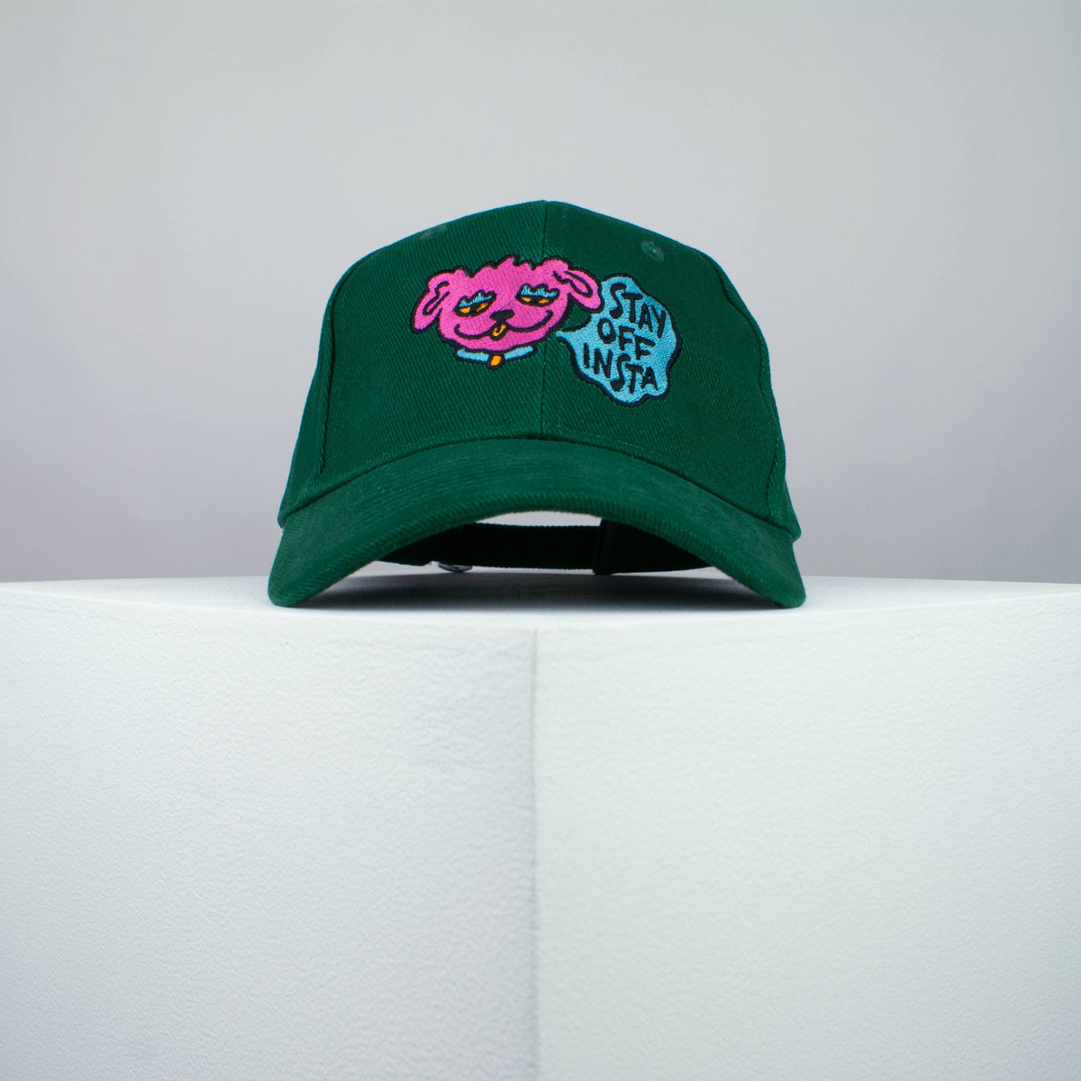 Stay off Insta embroidered baseball cap green / happy hippie / boho / bohemian / instagram / dog / embroidery / patch / hat / dad hat / cap / iron on patch / embroidered patch / badge / applique / embroidered / punk patches / trucker hat / snapback / caps / dad hats / baseball hat / mens hat / womens hat / embroidered hat / dad cap / embroidered cap