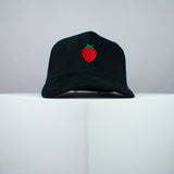 Strawberry embroidered baseball cap black / vegan / gift / food / embroidery / patch / hat / dad hat / cap / iron on patch / embroidered patch / badge / applique / embroidered / punk patches / trucker hat / snapback / caps / dad hats / baseball hat / mens hat / womens hat / embroidered hat / dad cap / embroidered cap