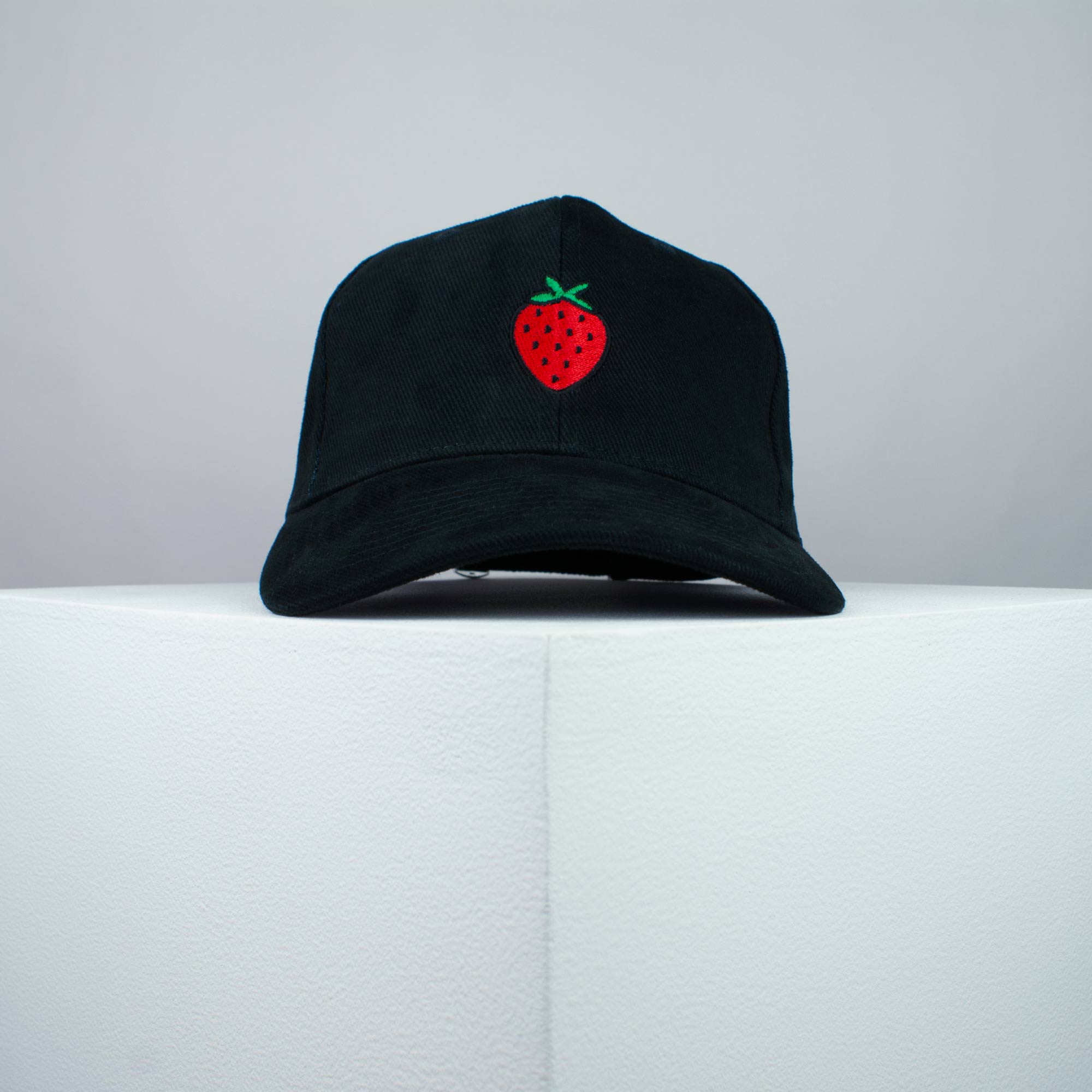 Strawberry embroidered baseball cap black / vegan / gift / food / embroidery / patch / hat / dad hat / cap / iron on patch / embroidered patch / badge / applique / embroidered / punk patches / trucker hat / snapback / caps / dad hats / baseball hat / mens hat / womens hat / embroidered hat / dad cap / embroidered cap