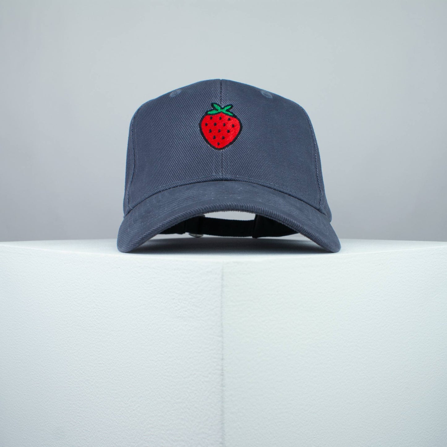 Strawberry embroidered baseball cap grey / vegan / gift / food / embroidery / patch / hat / dad hat / cap / iron on patch / embroidered patch / badge / applique / embroidered / punk patches / trucker hat / snapback / caps / dad hats / baseball hat / mens hat / womens hat / embroidered hat / dad cap / embroidered cap