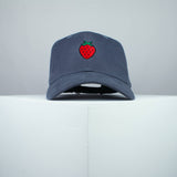 Strawberry embroidered baseball cap grey / vegan / gift / food / embroidery / patch / hat / dad hat / cap / iron on patch / embroidered patch / badge / applique / embroidered / punk patches / trucker hat / snapback / caps / dad hats / baseball hat / mens hat / womens hat / embroidered hat / dad cap / embroidered cap