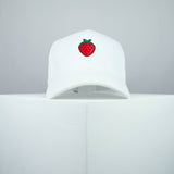Strawberry embroidered baseball cap white / vegan / gift / food / embroidery / patch / hat / dad hat / cap / iron on patch / embroidered patch / badge / applique / embroidered / punk patches / trucker hat / snapback / caps / dad hats / baseball hat / mens hat / womens hat / embroidered hat / dad cap / embroidered cap
