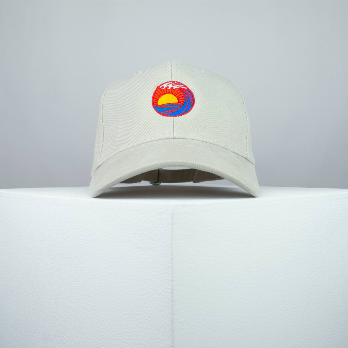 Sunset wave embroidered baseball cap beige / japanese / gift / ocean / embroidery / patch / hat / dad hat / cap / iron on patch / embroidered patch / badge / applique / embroidered / punk patches / trucker hat / snapback / caps / dad hats / baseball hat / mens hat / womens hat / embroidered hat / dad cap / embroidered cap