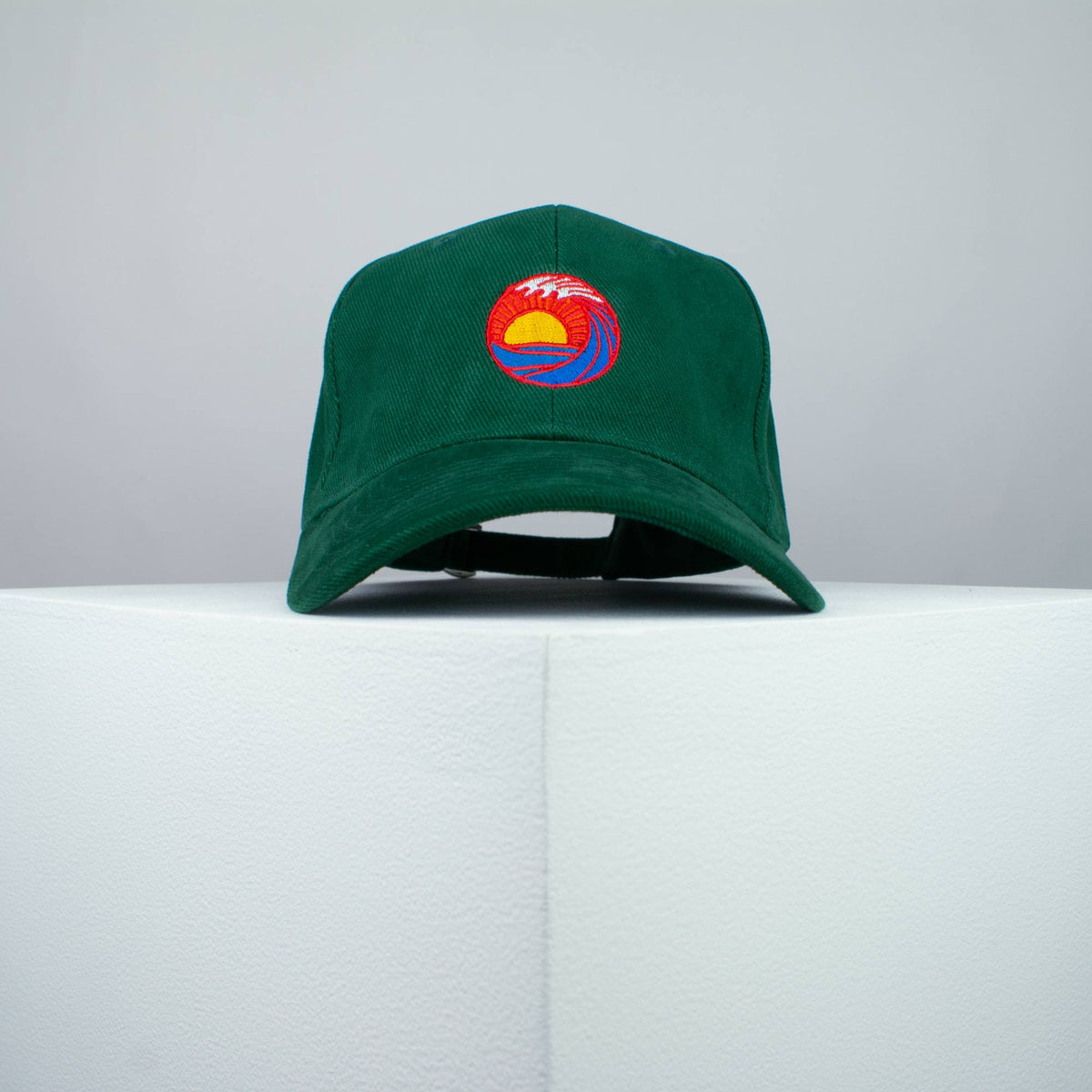 Sunset wave embroidered baseball cap green / japanese / gift / ocean / embroidery / patch / hat / dad hat / cap / iron on patch / embroidered patch / badge / applique / embroidered / punk patches / trucker hat / snapback / caps / dad hats / baseball hat / mens hat / womens hat / embroidered hat / dad cap / embroidered cap