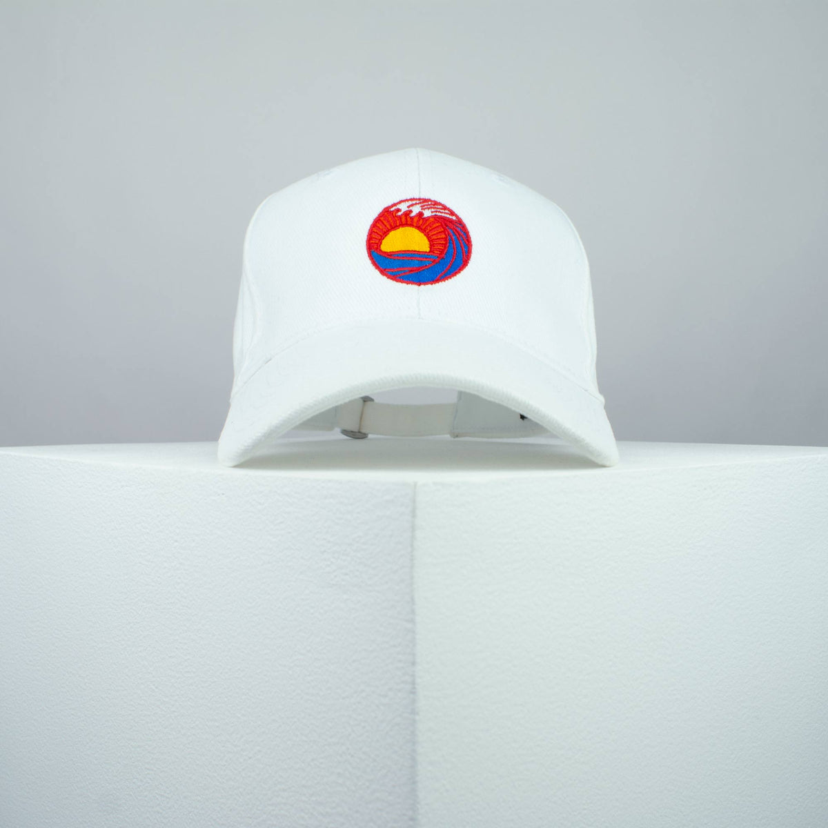 Sunset wave embroidered baseball cap white / japanese / gift / ocean / embroidery / patch / hat / dad hat / cap / iron on patch / embroidered patch / badge / applique / embroidered / punk patches / trucker hat / snapback / caps / dad hats / baseball hat / mens hat / womens hat / embroidered hat / dad cap / embroidered cap