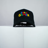 Super gamer / Mario embroidered baseball cap black / SNES / nintendo / N64 / gameboy / gaming / gamer / super mario / embroidery / patch / dad / hat / cap / clothing // Hatty Hats / iron on patch / dad hat embroidered patch / badge / applique / embroidered / punk patches / trucker hat / snapback / caps / dad hats / baseball hat / mens hat / womens hat / embroidered hat / dad cap / embroidered cap