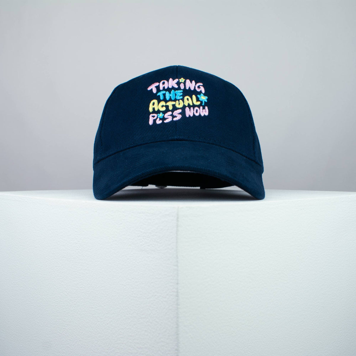 Taking the piss embroidered baseball cap navy / yoga / meditation / anxiety / gift for her / embroidery / patch / hat / dad hat / cap / iron on patch / embroidered patch / badge / applique / embroidered / punk patches / trucker hat / snapback / caps / dad hats / baseball hat / mens hat / womens hat / embroidered hat / dad cap / embroidered cap