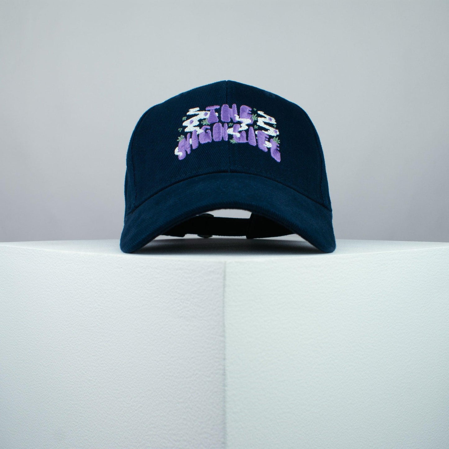 The high life embroidered baseball cap navy / weed / marijuana / cannabis / hemp / embroidery / patch / dad / hat / cap / clothing // Hatty Hats / iron on patch / dad hat embroidered patch / badge / applique / embroidered / punk patches / trucker hat / snapback / caps / dad hats / baseball hat / mens hat / womens hat / embroidered hat / dad cap / embroidered cap