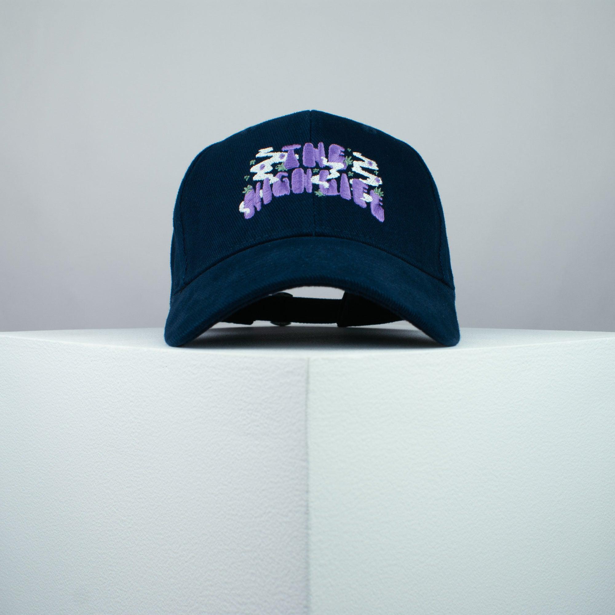 The high life embroidered baseball cap navy / weed / marijuana / cannabis / hemp / embroidery / patch / dad / hat / cap / clothing // Hatty Hats / iron on patch / dad hat embroidered patch / badge / applique / embroidered / punk patches / trucker hat / snapback / caps / dad hats / baseball hat / mens hat / womens hat / embroidered hat / dad cap / embroidered cap