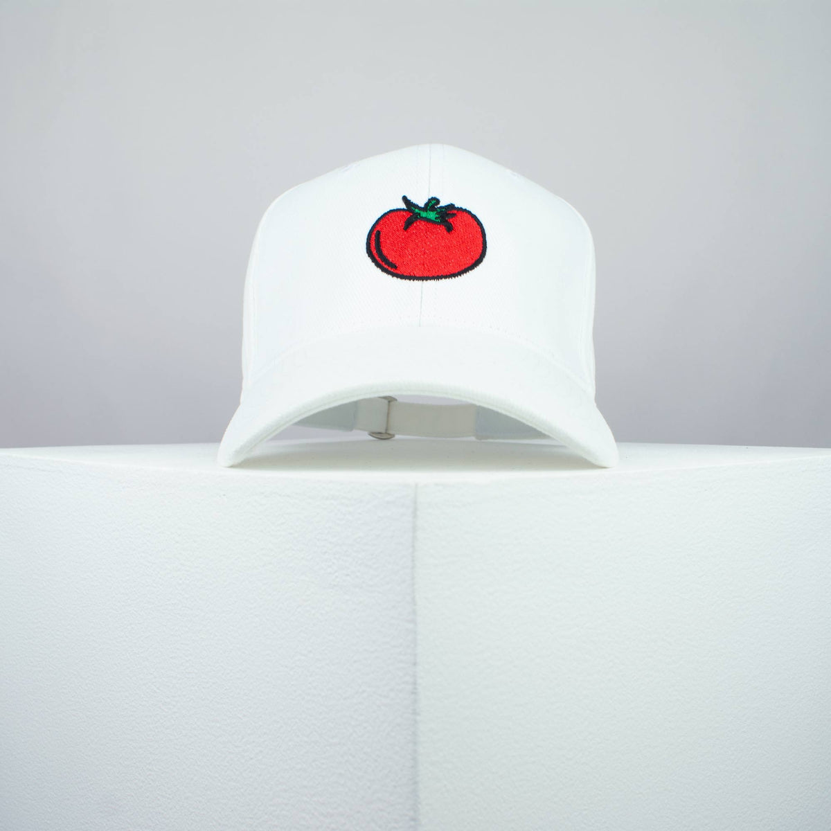 Tomato embroidered baseball cap white / vegan / gift / food / embroidery / patch / hat / dad hat / cap / iron on patch / embroidered patch / badge / applique / embroidered / punk patches / trucker hat / snapback / caps / dad hats / baseball hat / mens hat / womens hat / embroidered hat / dad cap / embroidered cap