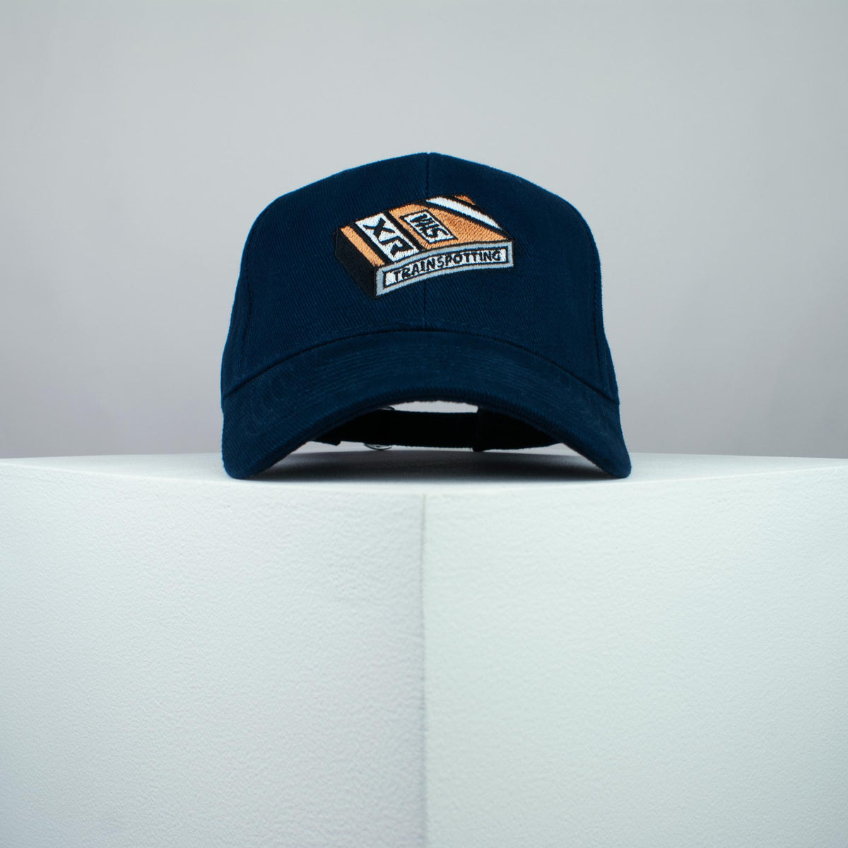 Trainspotting movie embroidered baseball cap navy / retro VHS / 90s / gift for him / vintage / embroidery / patch / dad / hat / cap / clothing // Hatty Hats / iron on patch / dad hat embroidered patch / badge / applique / embroidered / punk patches / trucker hat / snapback / caps / dad hats / baseball hat / mens hat / womens hat / embroidered hat / dad cap / embroidered cap