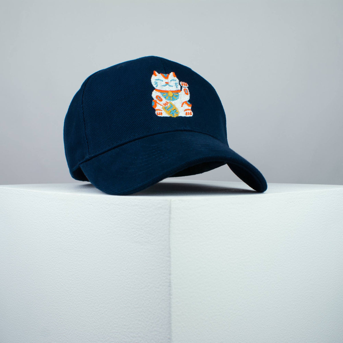 Waving cat embroidered baseball cap (8 hat colours) / japan / japanese / cat / cute / streetwear / embroidery / patch / dad / hat / cap / clothing // Hatty Hats / iron on patch / dad hat embroidered patch / badge / applique / embroidered / punk patches / trucker hat / snapback / caps / dad hats / baseball hat / mens hat / womens hat / embroidered hat / dad cap / embroidered cap 1