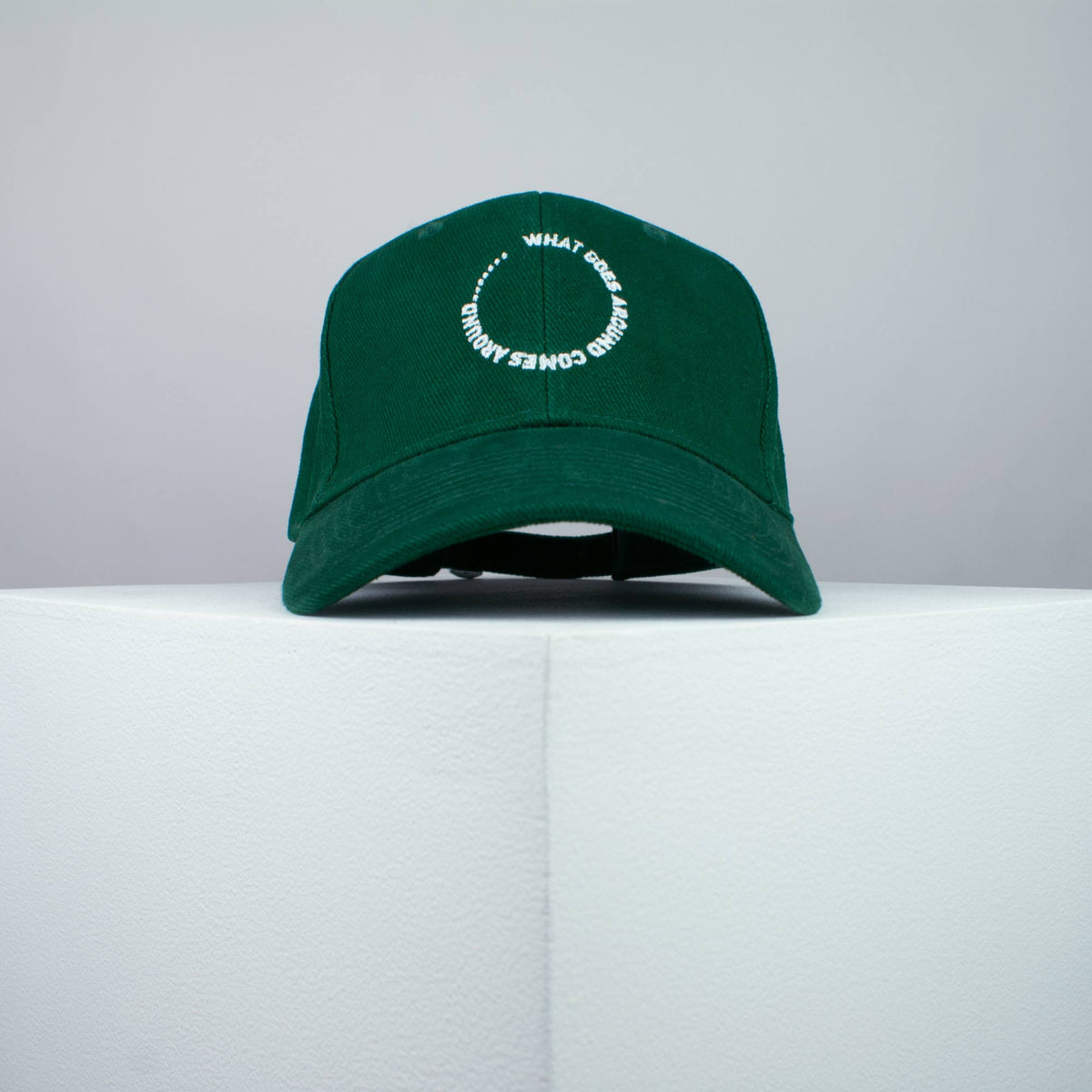 What Goes Around… embroidered baseball cap green / meme / quote / karma / funny / embroidery / patch / hat / dad hat / cap / iron on patch / embroidered patch / badge / applique / embroidered / punk patches / trucker hat / snapback / caps / dad hats / baseball hat / mens hat / womens hat / embroidered hat / dad cap / embroidered cap